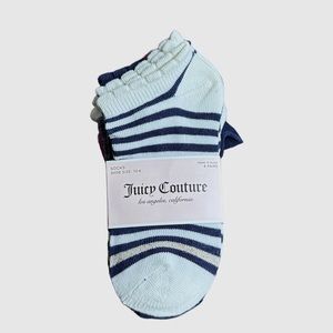 NWT Girl’s Juicy Couture Ankle Socks White, Blue, Pink Socks Shoe Size 10-4